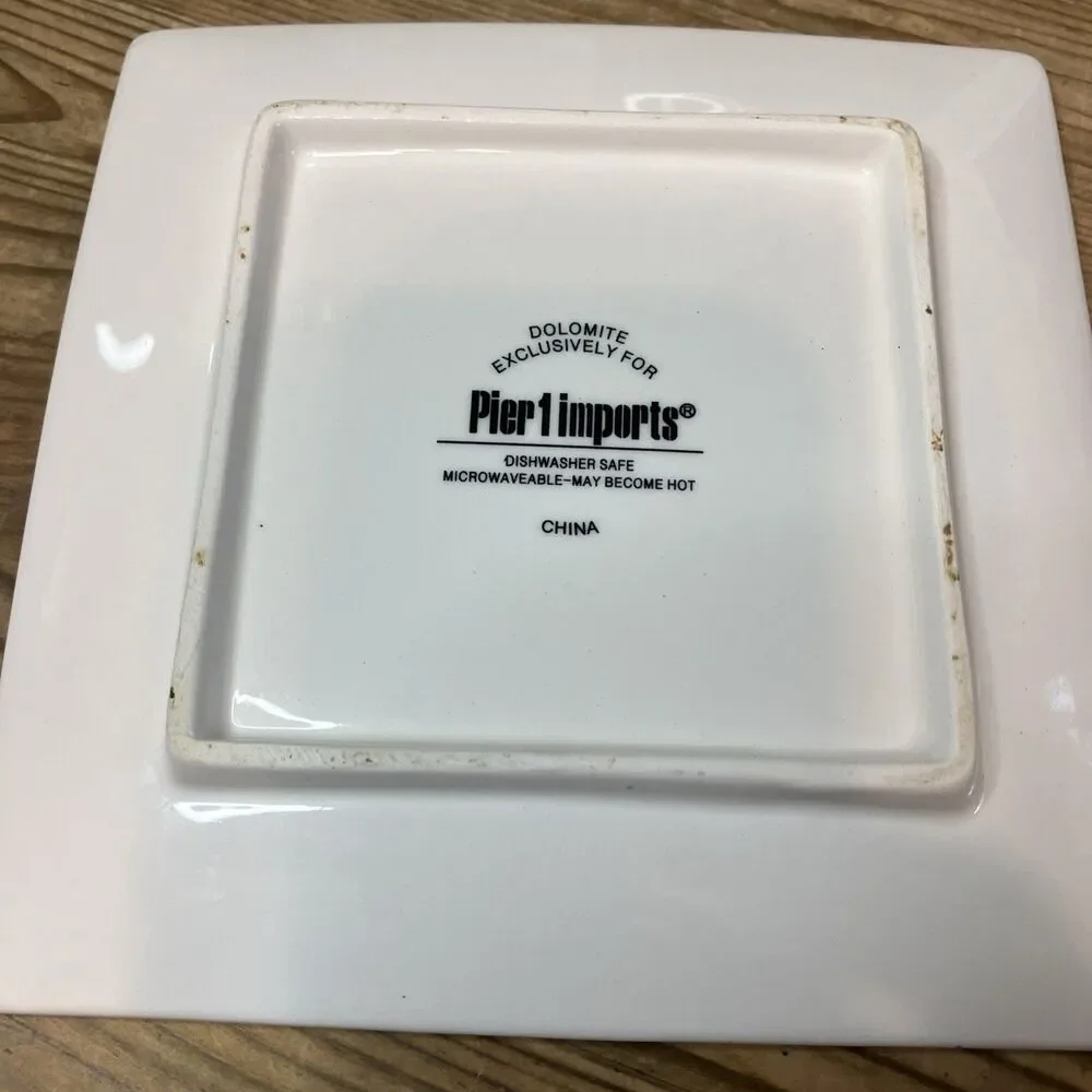 Pier 1 Bluebird Blue Jay Dolomite Dessert Plate/Trinket Dish 7” Square Discont.